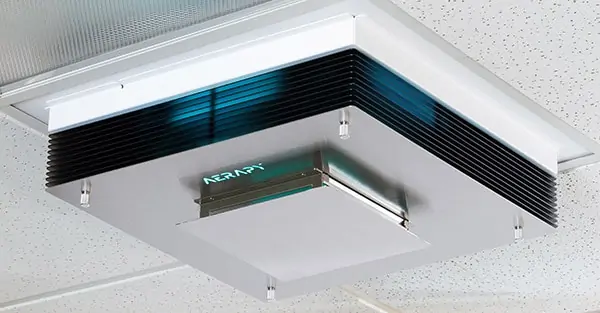 Aerapy's upper air UV light, Zone360X, installed in the ceiling